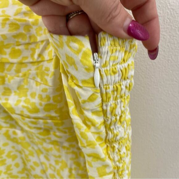 Du Paradis Yellow Animal Print Cotton Voile Midi Sundress XS Fit Flare Summer - Picture 6 of 11